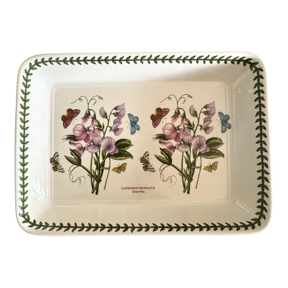 Portmeirion Botanic Garden LATHYRUS ODORATUS Sweet Pea Large Dish 10.5”x14.5”